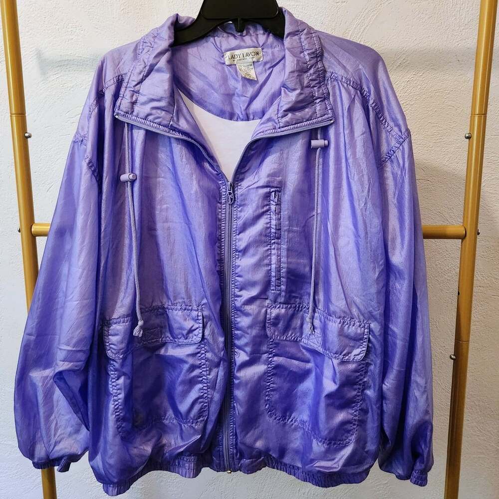 Lady Lavon Windbreaker Size 22/24 2X Purple Full Zip Jacket